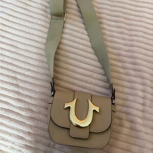 Small Olive Green Crossbody Bag with Gold Accent